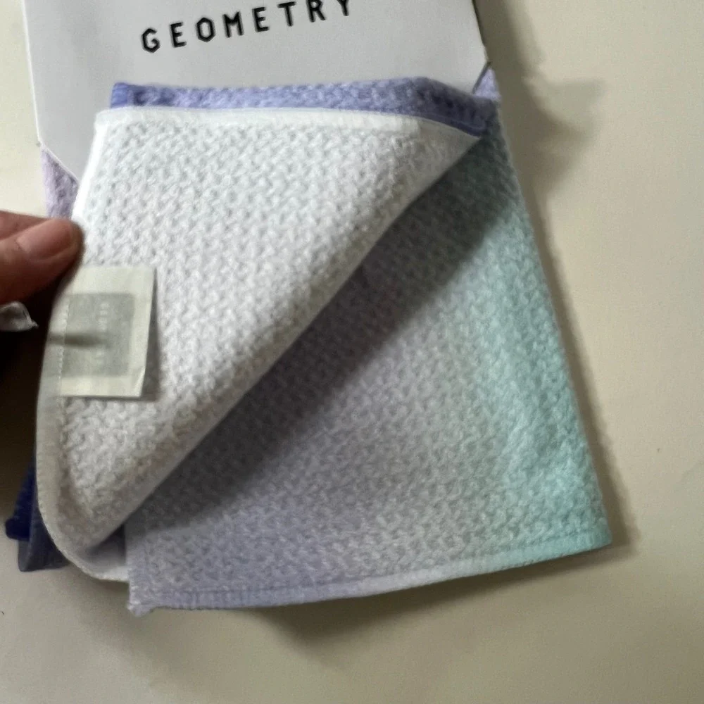 Geometry Kitchen Tea Towel Pastel Ombre Purple Blue Recycled Geoweave 18x30 NEW